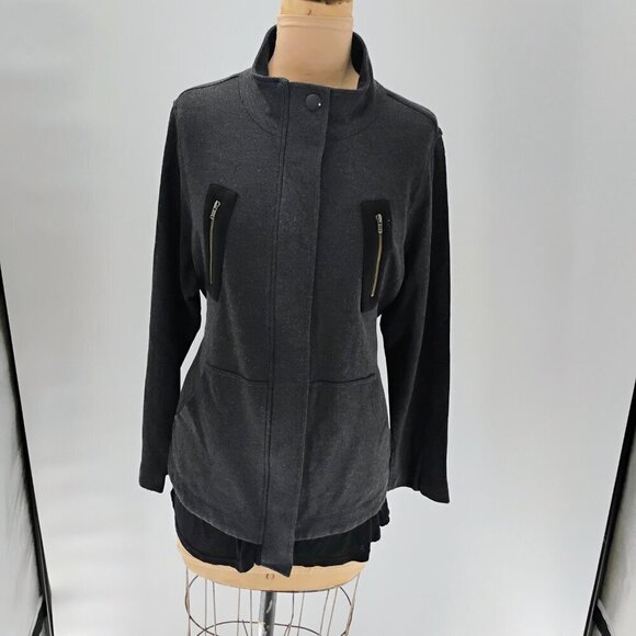CABI Grey Black Mesh Back Jacket Love Carol Collection 3184 Women's Large - Picture 13 of 16